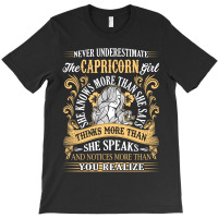 Never Underestimate The Capricorn Girl T-shirt | Artistshot