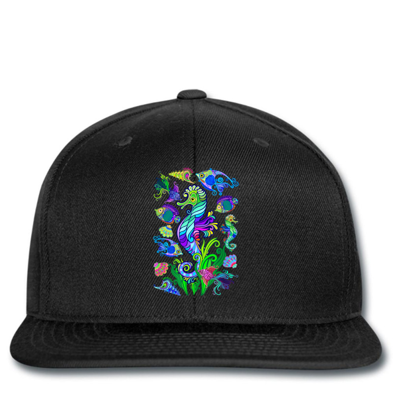 Marine Biologist Ocean Life Drawing Seahorse Printed Hat | Artistshot