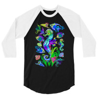 Marine Biologist Ocean Life Drawing Seahorse 3/4 Sleeve Shirt | Artistshot