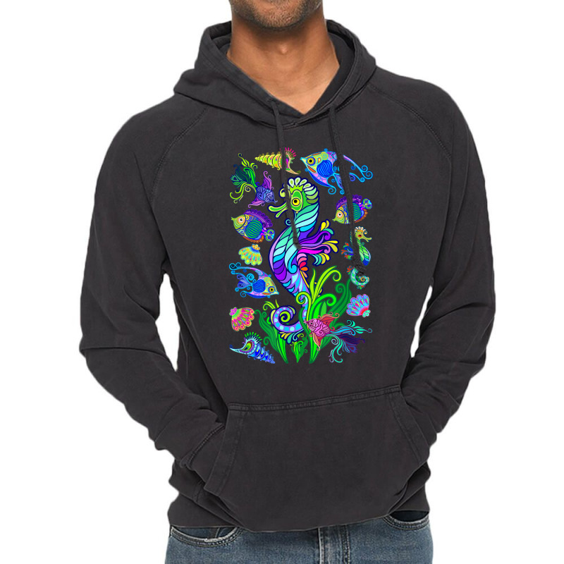 Marine Biologist Ocean Life Drawing Seahorse Vintage Hoodie | Artistshot