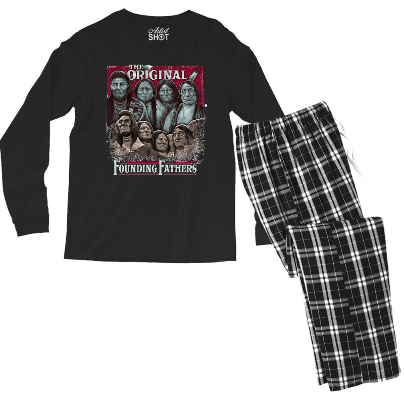 The Original Founding Fathers Mount Rushmore  Native American Indian C Men's Long Sleeve Pajama Set | Artistshot