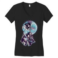 Japanese Geisha Parasol Pretty Tattoo Art Samurai T Shirt Women's V-neck T-shirt | Artistshot