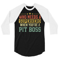 Funny Pit Boss Superhero Vintage For Men Dad 3/4 Sleeve Shirt | Artistshot