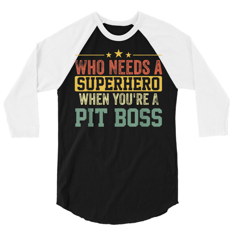 Funny Pit Boss Superhero Vintage For Men Dad 3/4 Sleeve Shirt | Artistshot