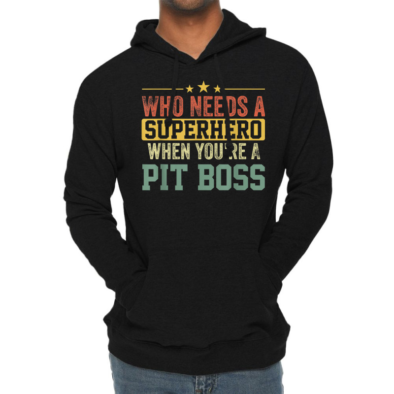 Funny Pit Boss Superhero Vintage For Men Dad Lightweight Hoodie | Artistshot