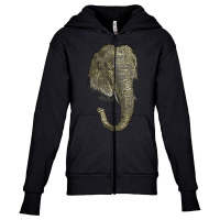 Graphic Novel Style Head And Trunk Of An Asiatic Elephant Youth Zipper Hoodie | Artistshot