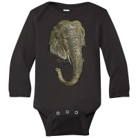 Graphic Novel Style Head And Trunk Of An Asiatic Elephant Long Sleeve Baby Bodysuit | Artistshot