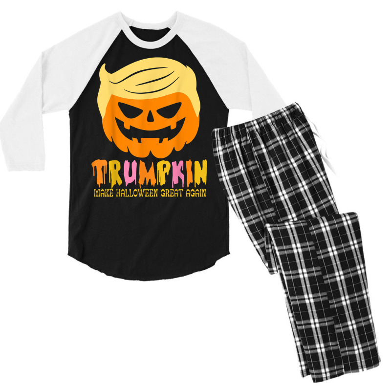 Trumpkin Halloween   Make Halloween Great Again   Funny Men's 3/4 Sleeve Pajama Set | Artistshot