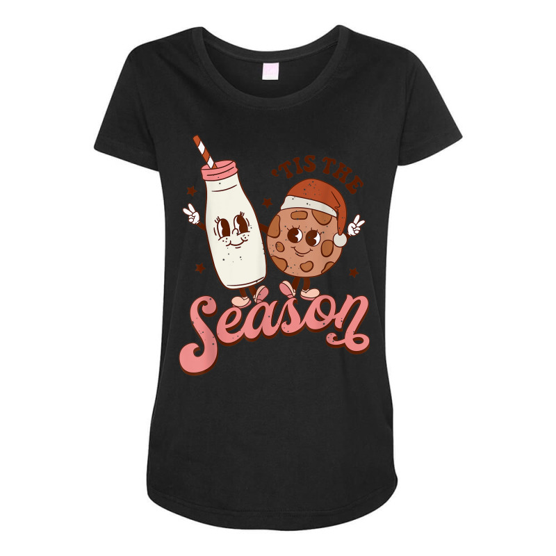 Tis' The Season Christmas Cookie And Milk Merry Christmas Maternity Scoop Neck T-shirt by Fashlaza | Artistshot