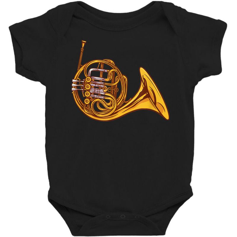 French Horn Instrument Music Baby Bodysuit by Lambent | Artistshot