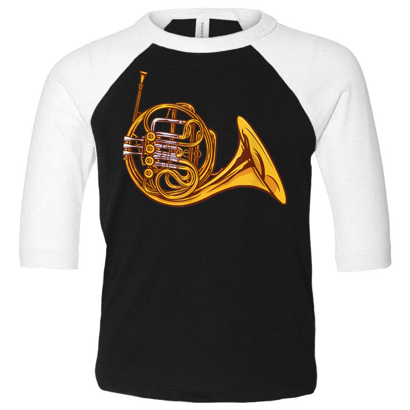 French Horn Instrument Music Toddler 3/4 Sleeve Tee by Lambent | Artistshot