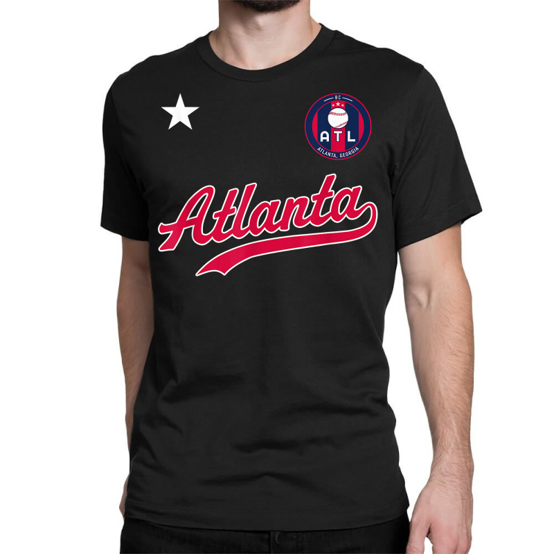  Atlanta Baseball Jersey - ATL Mini Badge T-Shirt : Sports &  Outdoors
