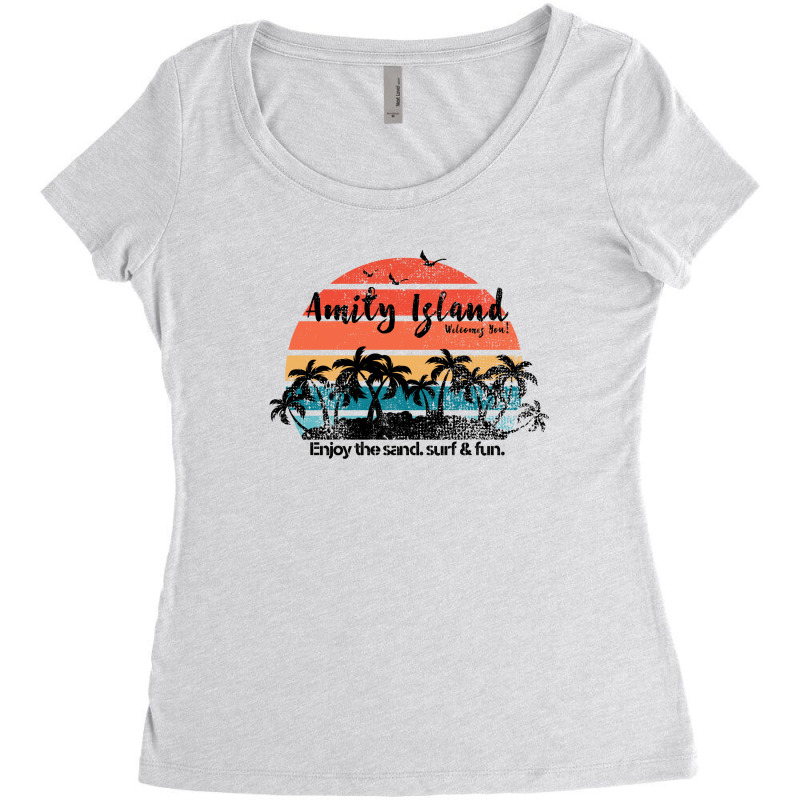 Amity Island Welcomes You Enjoy The Sand Surf And Fun Women's Triblend Scoop T-shirt by autlu2024 | Artistshot