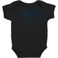 Angleton Texas Tx Vintage Athletic Navy Sports Design Baby Bodysuit | Artistshot