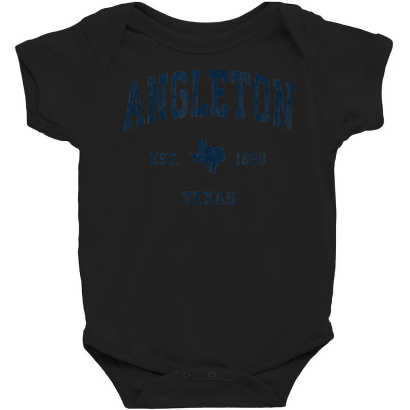 Angleton Texas Tx Vintage Athletic Navy Sports Design Baby Bodysuit by Carnations | Artistshot