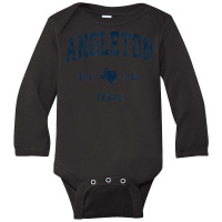 Angleton Texas Tx Vintage Athletic Navy Sports Design Long Sleeve Baby Bodysuit | Artistshot