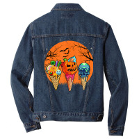 Ice Cream Halloween Costume Scary Moon Melting Skull Pumpkin Men Denim Jacket | Artistshot