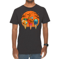 Ice Cream Halloween Costume Scary Moon Melting Skull Pumpkin Vintage T-shirt | Artistshot