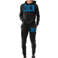 Detroit 313 Area Code   Grit   Sports Fan   Detroiter Fan T Shirt Hoodie & Jogger Set | Artistshot