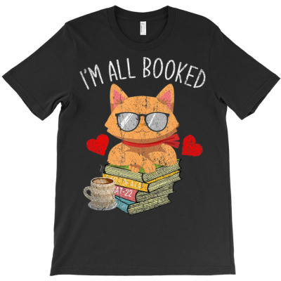 All Booked Cute Cat T-shirt Designed By Bariteau Hannah