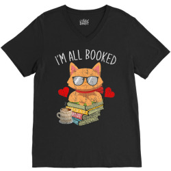 all booked cute cat V-Neck Tee | Artistshot