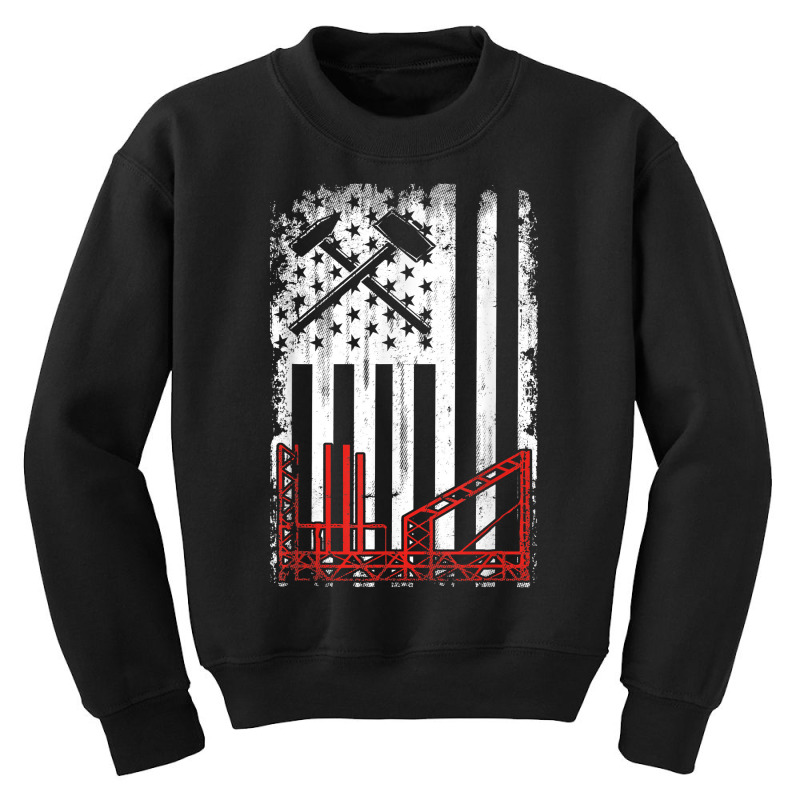 Vintage Usa Ironworker American Flag Iron Worker Patriotic T Shirt Youth Sweatshirt by daecuvifysha | Artistshot