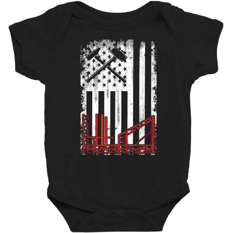 Vintage Usa Ironworker American Flag Iron Worker Patriotic T Shirt Baby Bodysuit by daecuvifysha | Artistshot