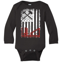 Vintage Usa Ironworker American Flag Iron Worker Patriotic T Shirt Long Sleeve Baby Bodysuit | Artistshot