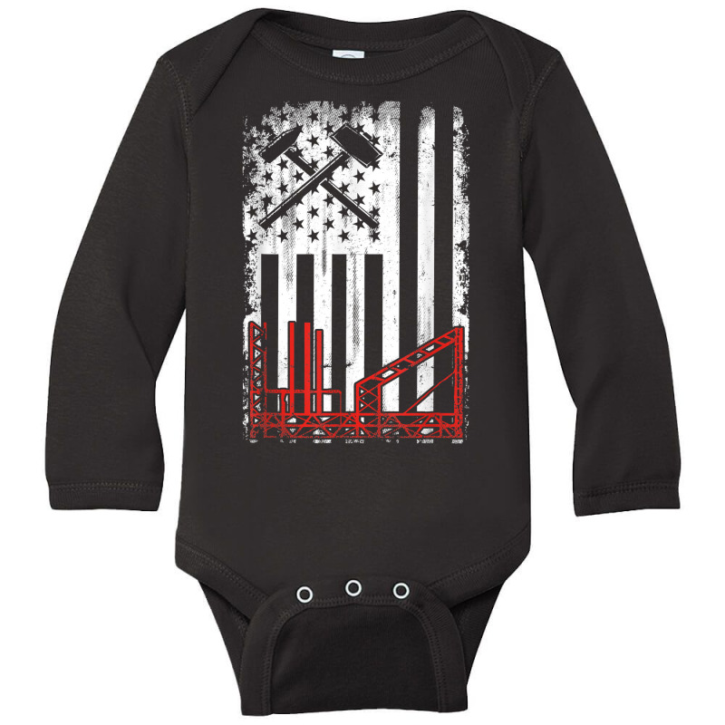 Vintage Usa Ironworker American Flag Iron Worker Patriotic T Shirt Long Sleeve Baby Bodysuit by daecuvifysha | Artistshot