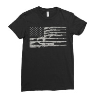 Big American Flag With Machine Guns 2a Flag Ladies Fitted T-shirt | Artistshot