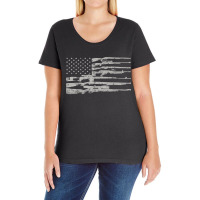 Big American Flag With Machine Guns 2a Flag Ladies Curvy T-shirt | Artistshot