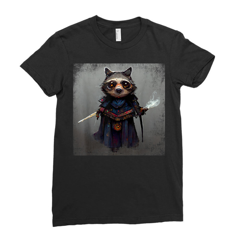 Cute Raccoon Samurai Japanese Bushido Warrior Code Racoon Ladies Fitted T-Shirt by Color | Artistshot