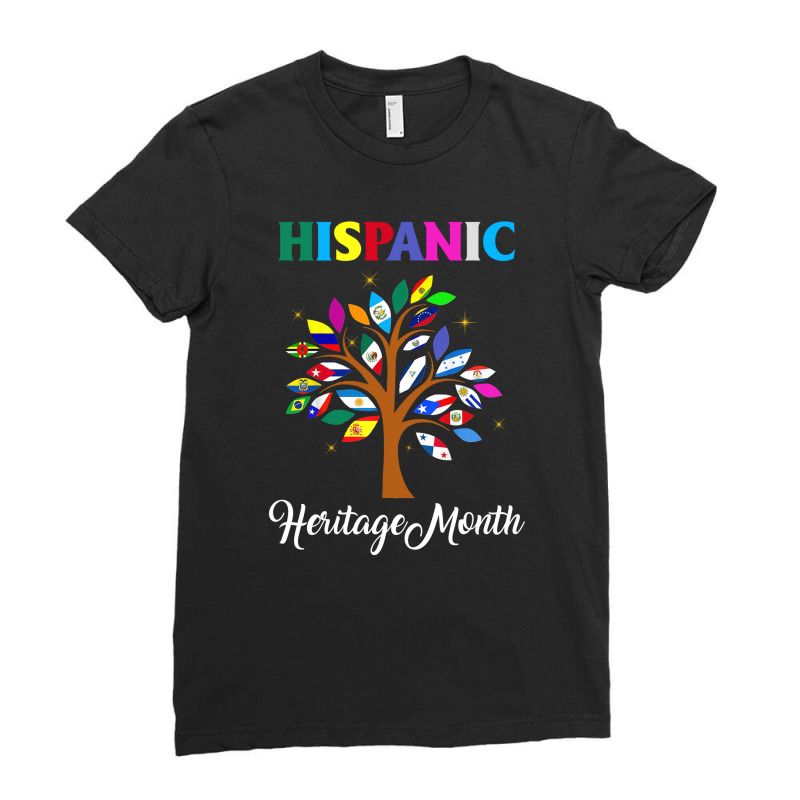 Hispanic Heritage Month Leaf Flags Of Latin America In Tree T Shirt 16 Ladies Fitted T-Shirt by wilber.bourque | Artistshot