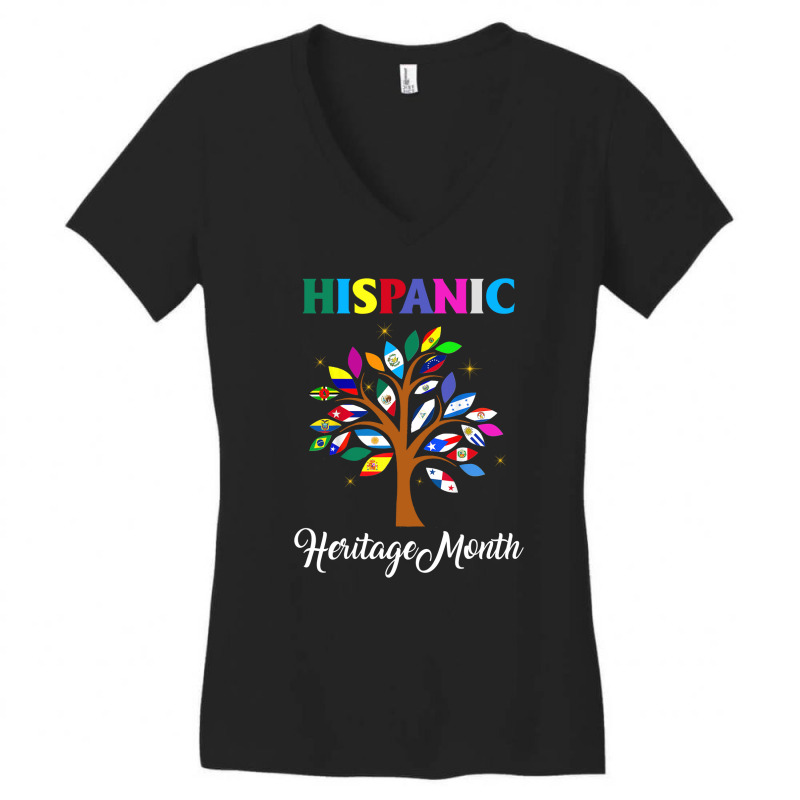 Hispanic Heritage Month Leaf Flags Of Latin America In Tree T Shirt 16 Women's V-Neck T-Shirt by wilber.bourque | Artistshot