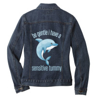 Be Gentle I Have A Sensitive Tummy     (9) Ladies Denim Jacket | Artistshot