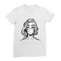 Pandemic Prevention Hygiene. Beautuful Woman In A Medical Mask Portrai Ladies Fitted T-shirt | Artistshot