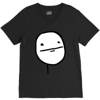 Troll Face Le Me Poker Face With Stoic Face And No Smile Not Amused In V-neck Tee | Artistshot