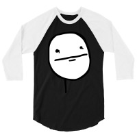 Troll Face Le Me Poker Face With Stoic Face And No Smile Not Amused In 3/4 Sleeve Shirt | Artistshot