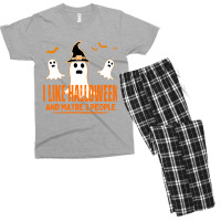 Funny Ghost T  Shirt I L I K E H A L L O W E E N A N D M A Y B E 3 P E Men's T-shirt Pajama Set | Artistshot