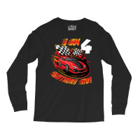 Race Car 4th Birthday Boy 4 Year Old Racing Car Driver Long Sleeve Shirts | Artistshot