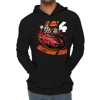 Race Car 4th Birthday Boy 4 Year Old Racing Car Driver Lightweight Hoodie | Artistshot