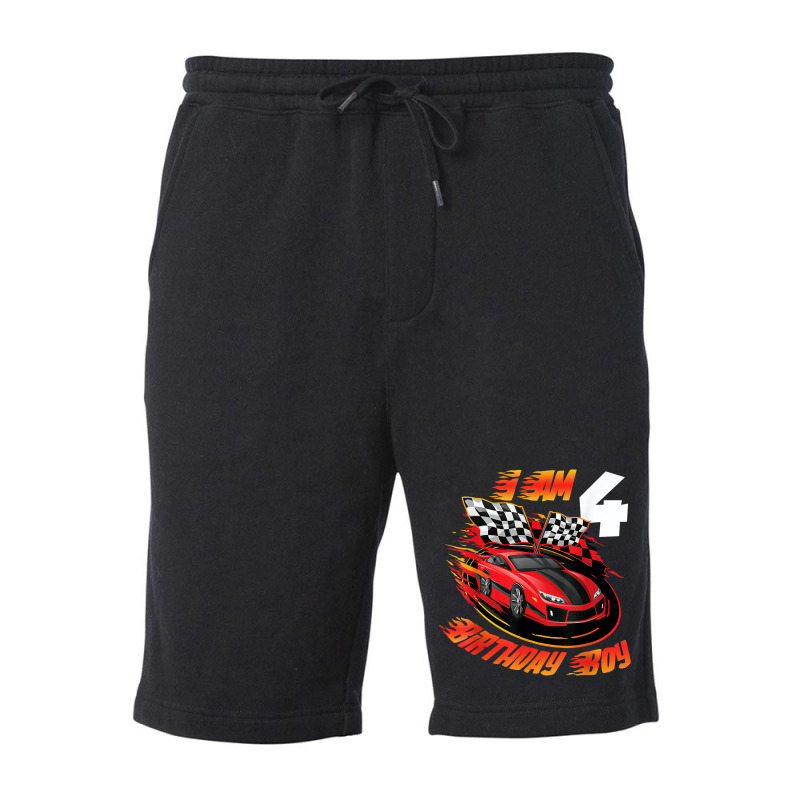 Race Car 4th Birthday Boy 4 Year Old Racing Car Driver Fleece Short | Artistshot