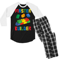 Brick Builder Funny Blocks Building Master Builder Toys Kids T Shirt Men's 3/4 Sleeve Pajama Set | Artistshot