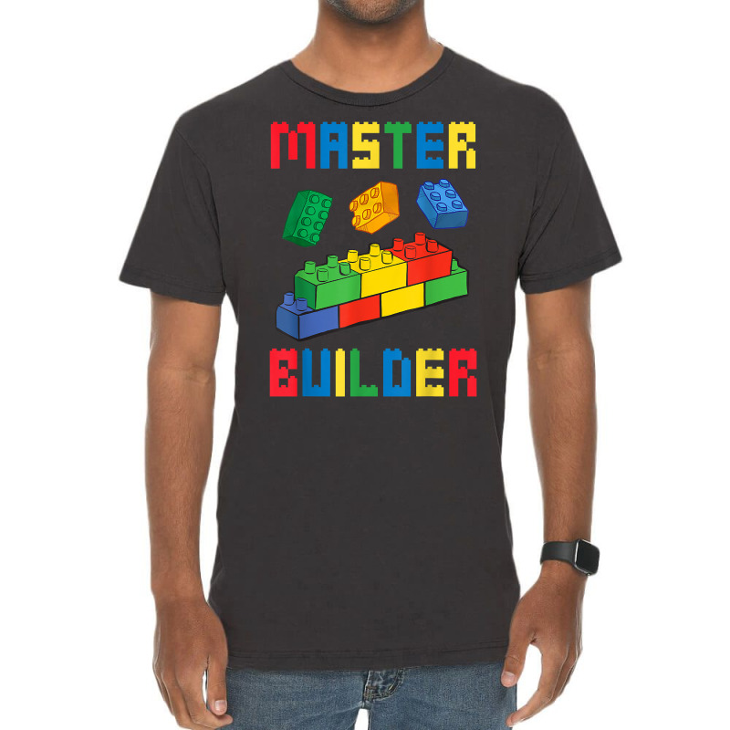 Brick Builder Funny Blocks Building Master Builder Toys Kids T Shirt Vintage T-shirt | Artistshot