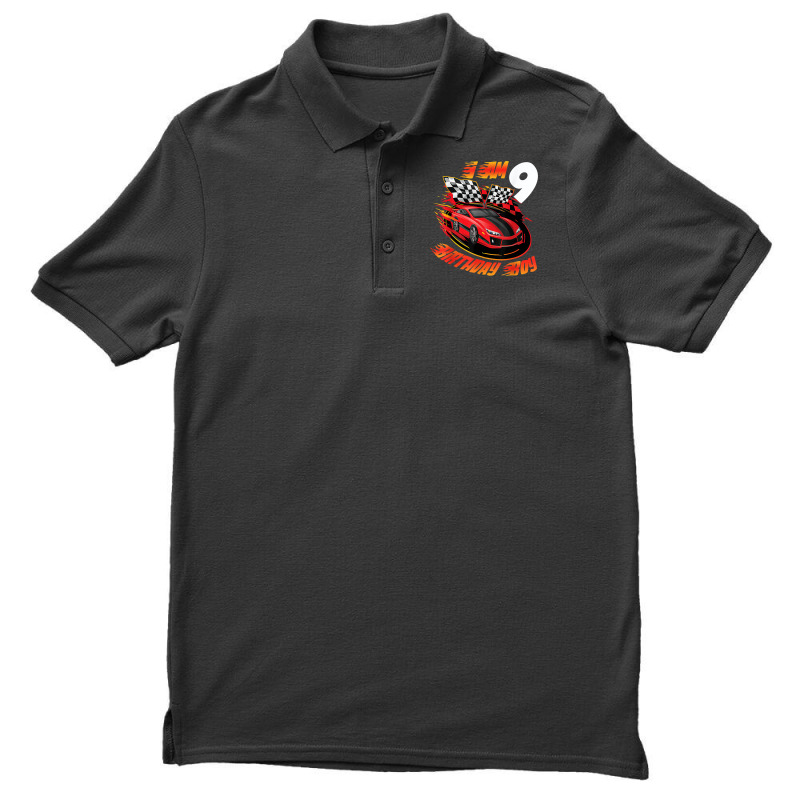 Race Car 9th Birthday Boy 9 Year Old Racing Car Driver Men's Polo Shirt | Artistshot