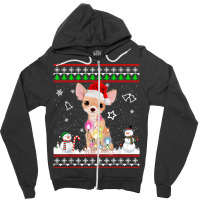 Chihuahua Christmas Dog Light Ugly Sweater Zipper Hoodie | Artistshot