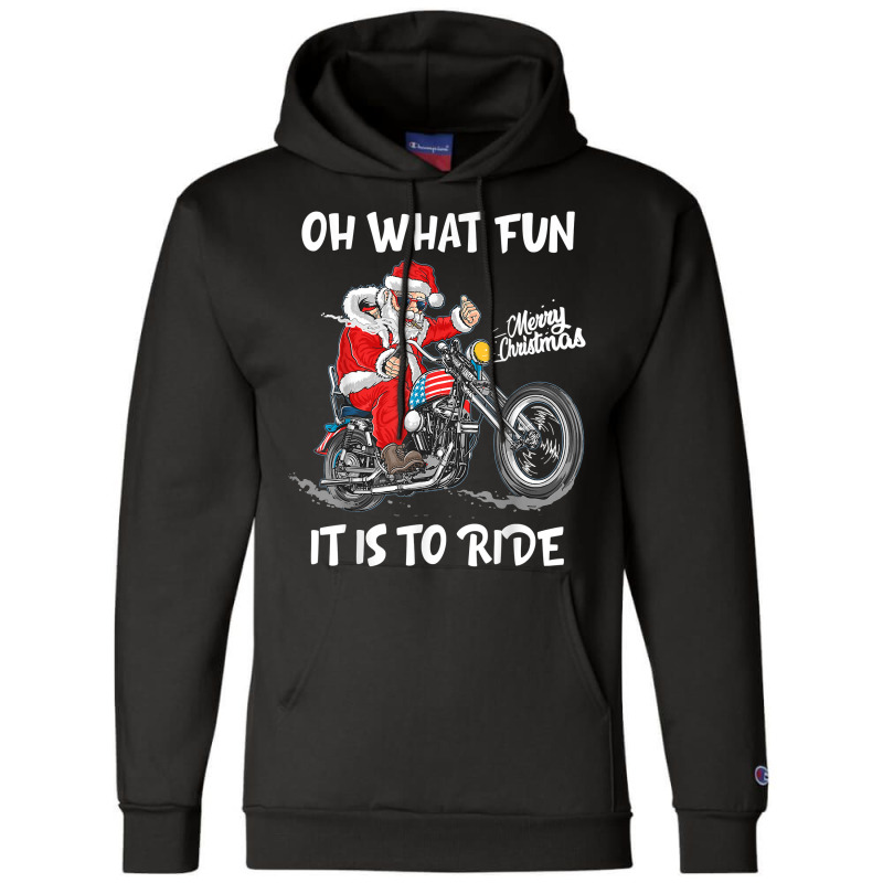 Biker Santa Motorcycle Fan Merry Christmas Xmas Holidays Champion Hoodie | Artistshot