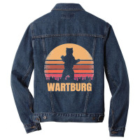 Wartburg Tennessee Vintage Bear Distressed Retro 80s Sunset Premium Men Denim Jacket | Artistshot