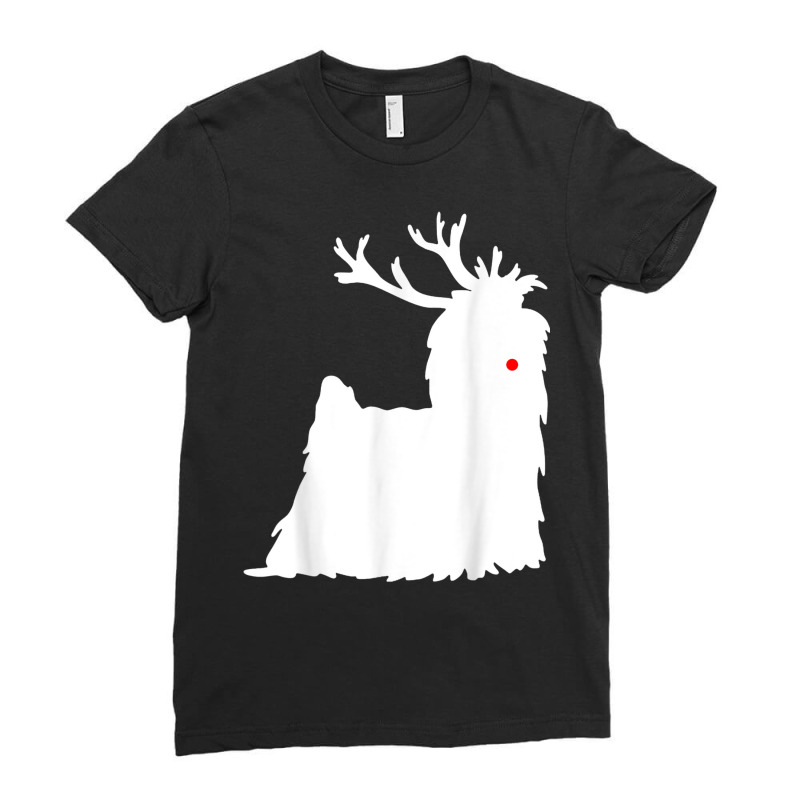 Yorkshire Terrier Christmas Nosed Reindeer Ladies Fitted T-Shirt by Dapper | Artistshot