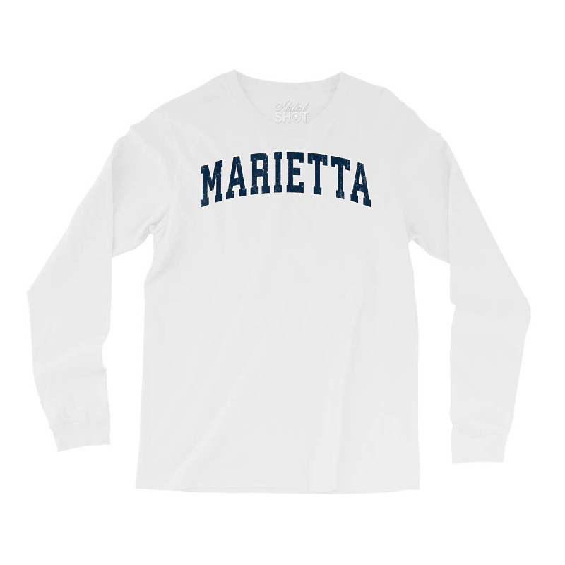 Marietta Georgia Ga Vintage Sports Design Navy Design T Shirt Long Sleeve Shirts | Artistshot